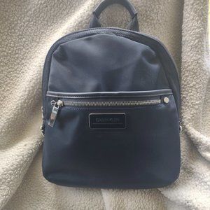 Calvin Klein Backpack Purse/Handbag. Navy/Beige, Nylon